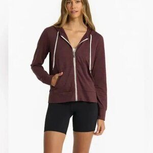 Vuori Halo Performance Maroon Hoodie with White Accents